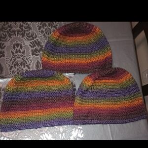 Multicolor Striped Beanies (Not A Set)